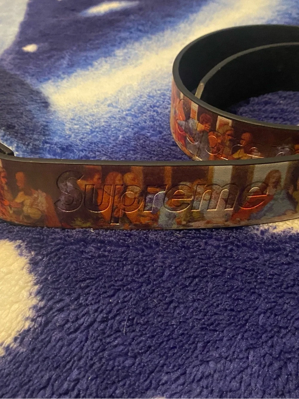 Supreme Belt last supper Colors blue,red, orange Silver buckle